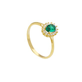 18 Karat Gold - 750 Zirkonia Ring mit grünen Stein - 279527